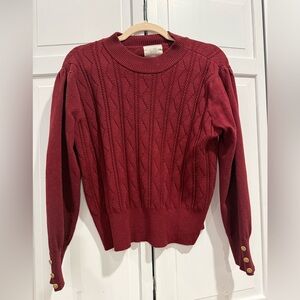 Luxe Women's Burgundy Cable Knit Sweater - Size M